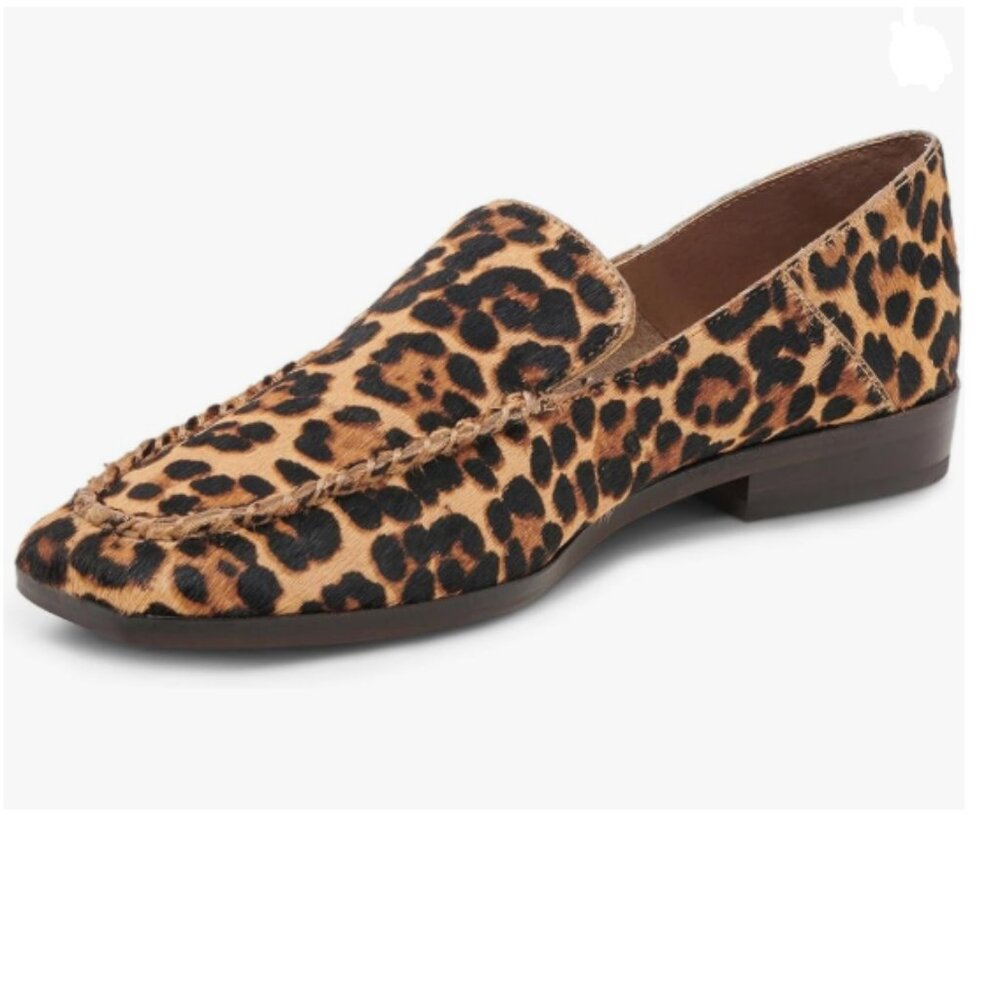 YDN Leopard Chic Chunky Low Heel Loafers Closed Square Toe Slip On Fashion Shoes